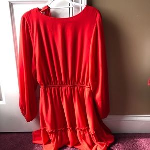 red ruffle dress
